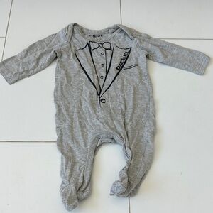 Diesel Kids Gray Tuxedo Print Footie 0/3m designer